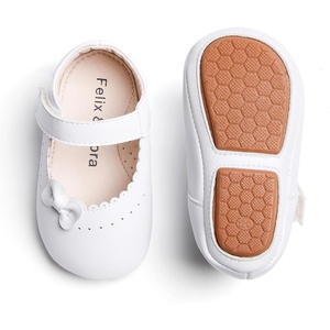 image:imageSoft Sole Baby Dress Shoes  Infant Baby Walking Shoes Moccasinss Rubber Sole Crib ShoesB8727white