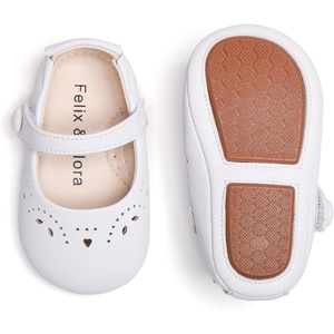image:imageSoft Sole Baby Dress Shoes  Infant Baby Walking Shoes Moccasinss Rubber Sole Crib ShoesB8728white