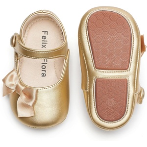 image:imageSoft Sole Baby Dress Shoes  Infant Baby Walking Shoes Moccasinss Rubber Sole Crib ShoesBn36fl Gold
