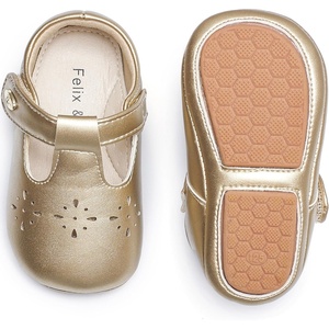 image:imageSoft Sole Baby Dress Shoes  Infant Baby Walking Shoes Moccasinss Rubber Sole Crib ShoesBn40gold