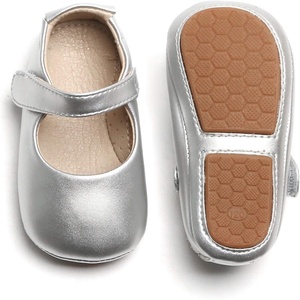 image:imageSoft Sole Baby Shoes  Infant Baby Walking Shoes Moccasins Rubber Sole Crib Shoes8525silver