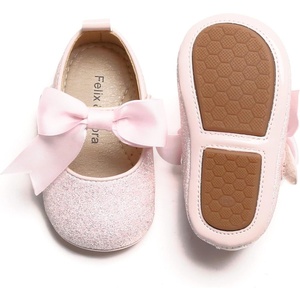 image:imageSoft Sole Baby Shoes  Infant Baby Walking Shoes Moccasins Rubber Sole Crib ShoesB6638glitter Light Pink