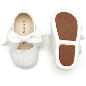 image:imageSoft Sole Baby Shoes  Infant Baby Walking Shoes Moccasins Rubber Sole Crib ShoesB6638glitter White