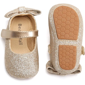 image:imageSoft Sole Baby Shoes  Infant Baby Walking Shoes Moccasins Rubber Sole Crib ShoesGiltter Gold